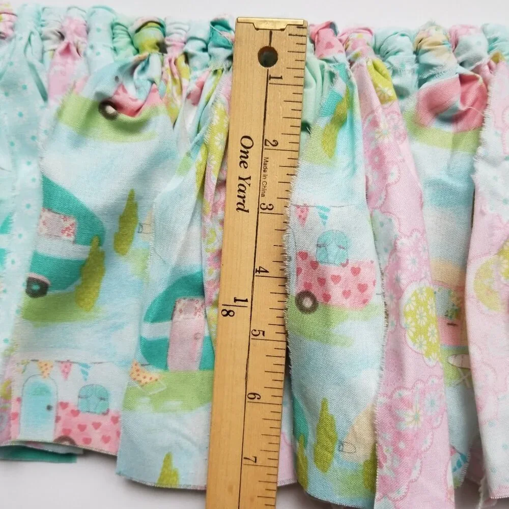 Fabric Banner Wall Hanging | Cubicle Decor, Fabric Garland | Pink Campers | 7’